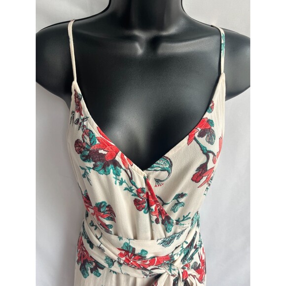Hinge Floral Maxi Wrap Dress Size M Boho Feminine Romantic Tropical Prairie Cute - Picture 2 of 12